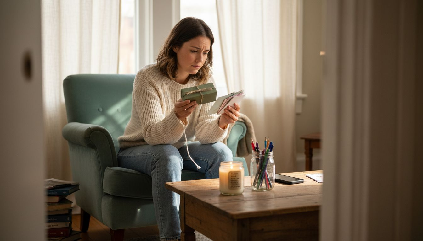 Woman considering personalized gift selection