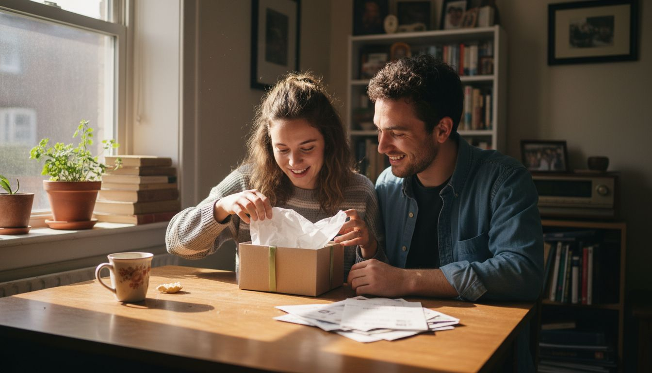 Couple unboxing curated gift box together