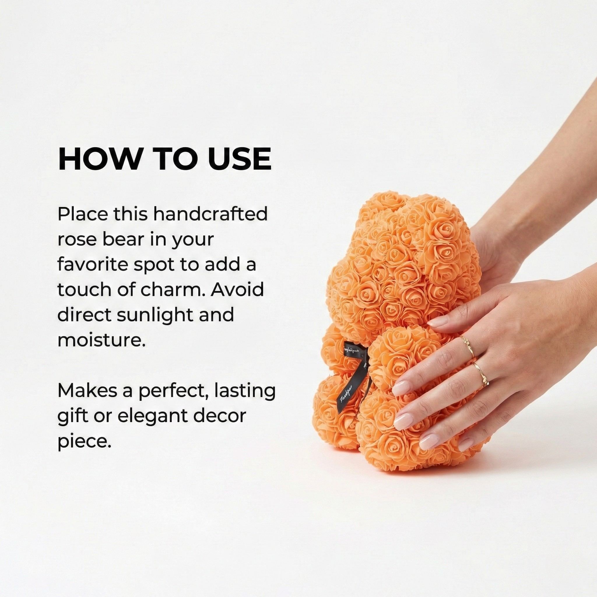 Romantisk rosenbjørn – 40 cm af kunstige roser