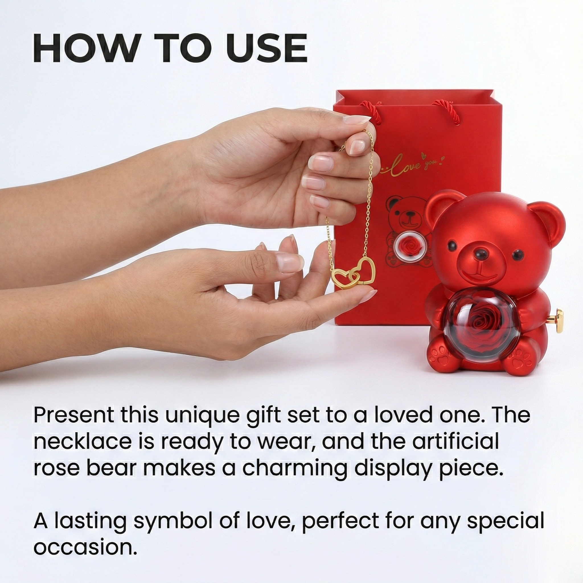 Evig Rosennalle Gavesæt - Håndlavet med konserverede roser | Romantisk gave til kvinder