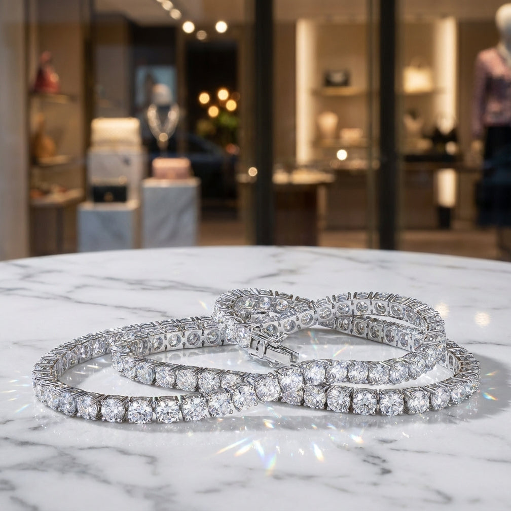 925 Sterlingsilber Moissanit Gliederkette - Amorlune