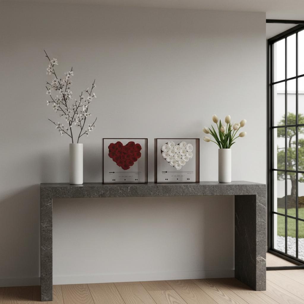 Acryl Herz – Ewige Rosenbox mit personalisierbarer Love CD - Amorlune