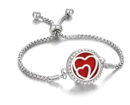 Verstellbares Silberfarbenes Diffusor-Armband mit Strasssteinen von Amorlune, elegant und funkelnd.