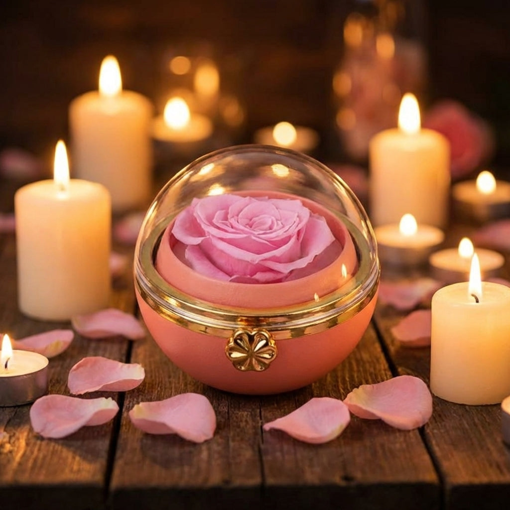 Eternal Bloom Rotierende Schmuckbox mit ewiger Rose - Amorlune