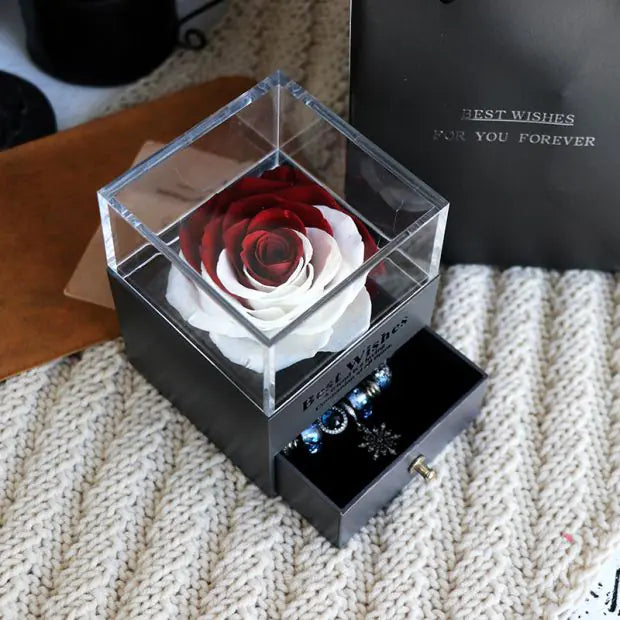 Ewige Blumen Schmuckbox Geschenkset - Amorlune