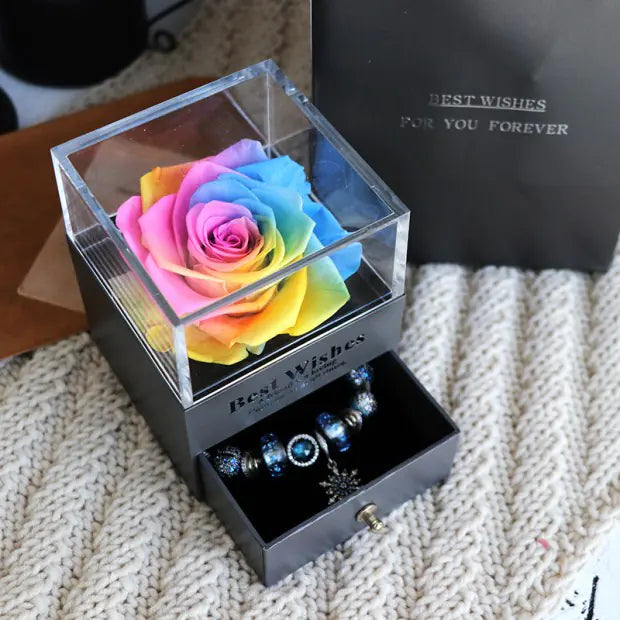 Ewige Blumen Schmuckbox Geschenkset - Amorlune