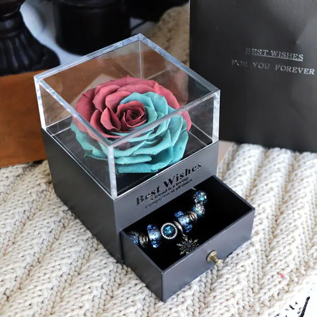 Ewige Blumen Schmuckbox Geschenkset - Amorlune