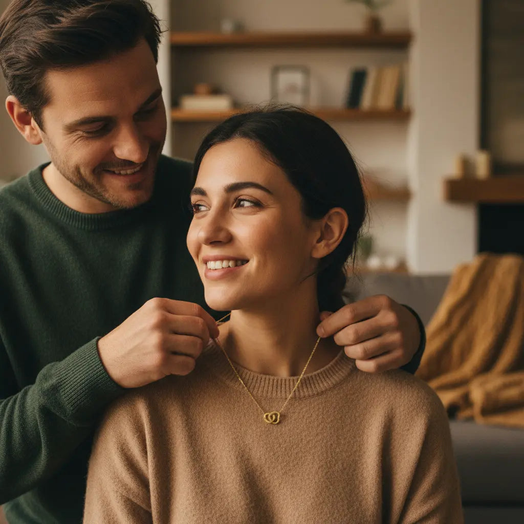 Amorlune classic gift box featuring everlasting roses and a necklace, beautifully arranged for a thoughtful gift.