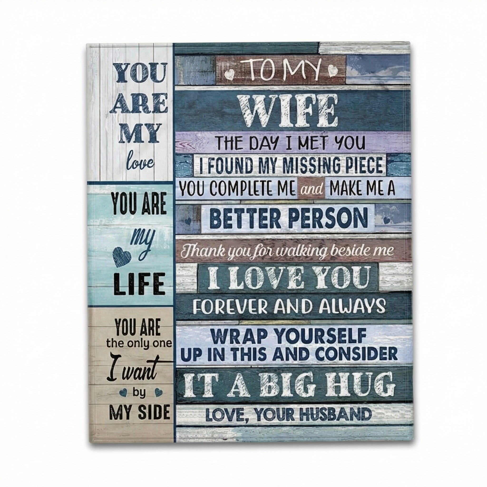 Flanell Kuscheldecke von Amorlune mit "Für meine Frau" Schriftzug, ideal als warmes Jahrestagsgeschenk.