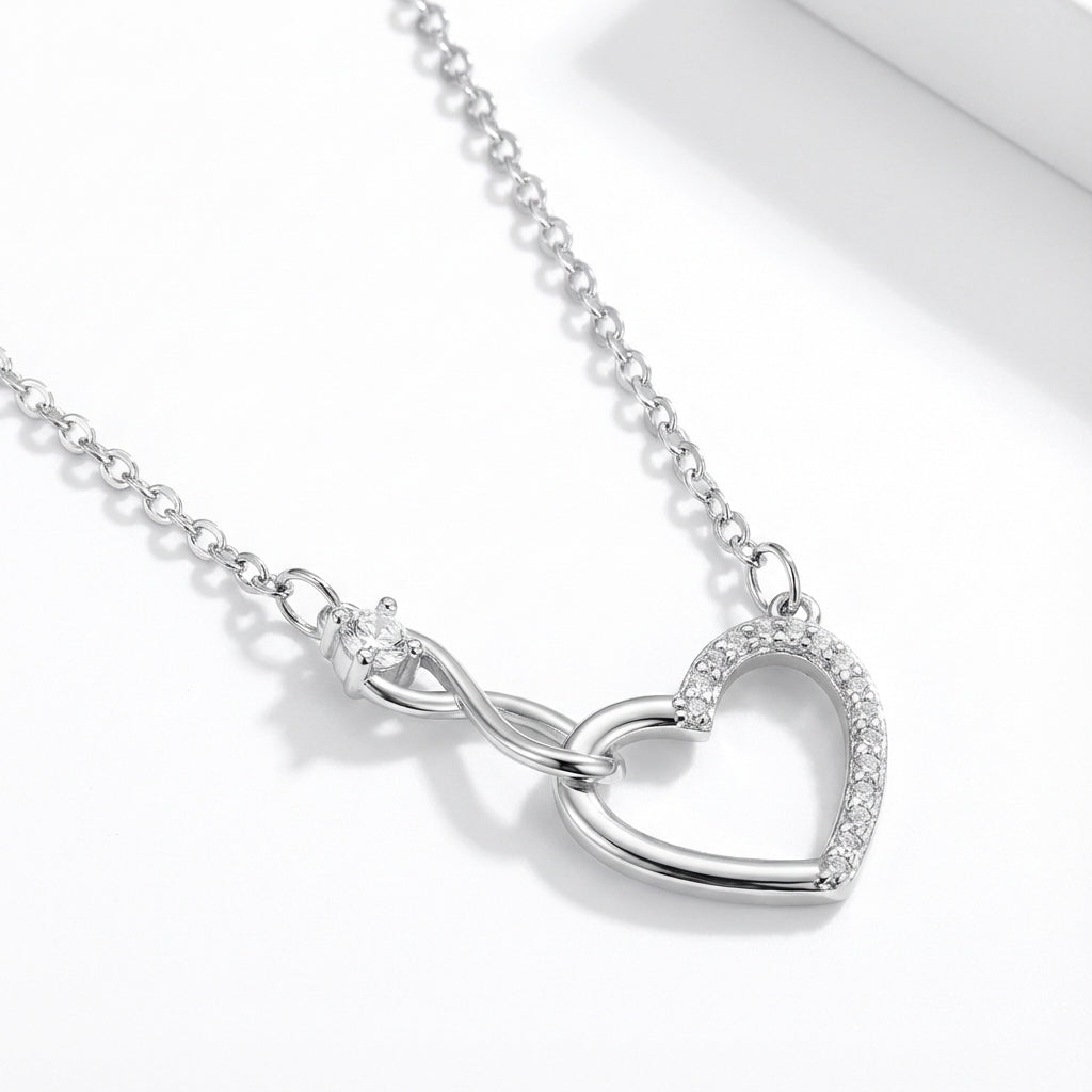Infinity Herz-Halskette aus 925 Sterlingsilber - Amorlune