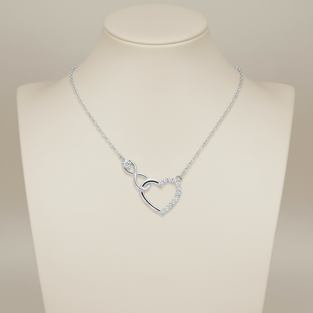 Infinity Herz-Halskette aus 925 Sterlingsilber - Amorlune