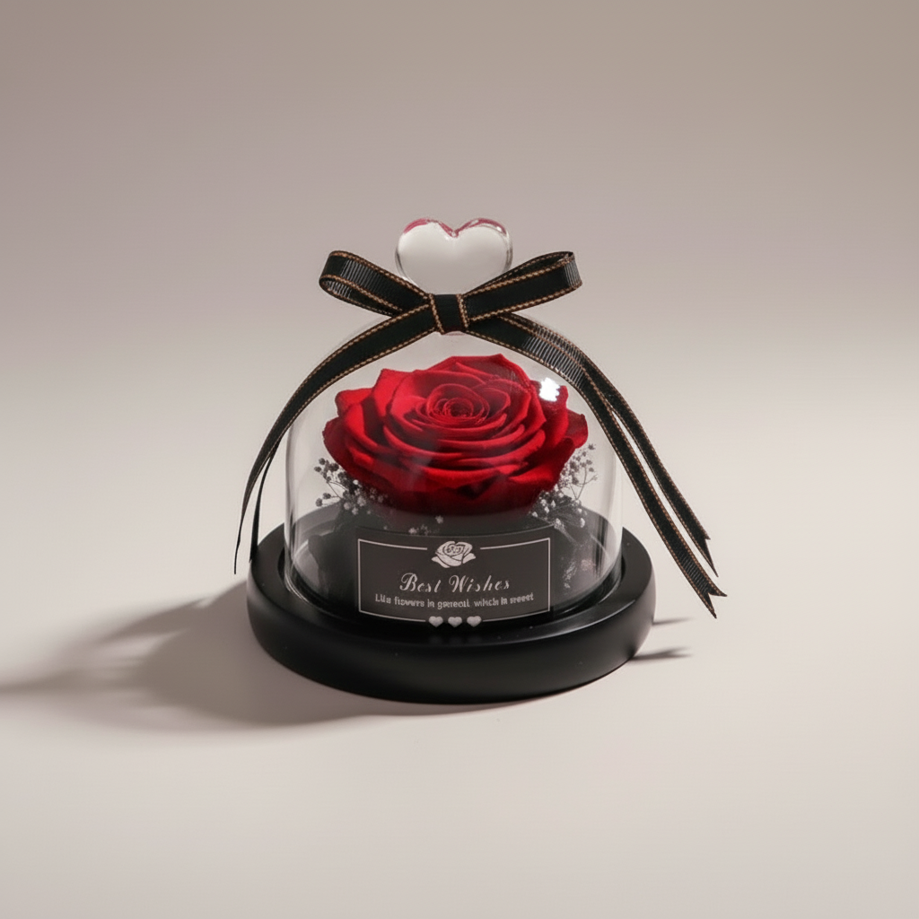 Konservierte Ewige Rose in Glaskuppel - Amorlune