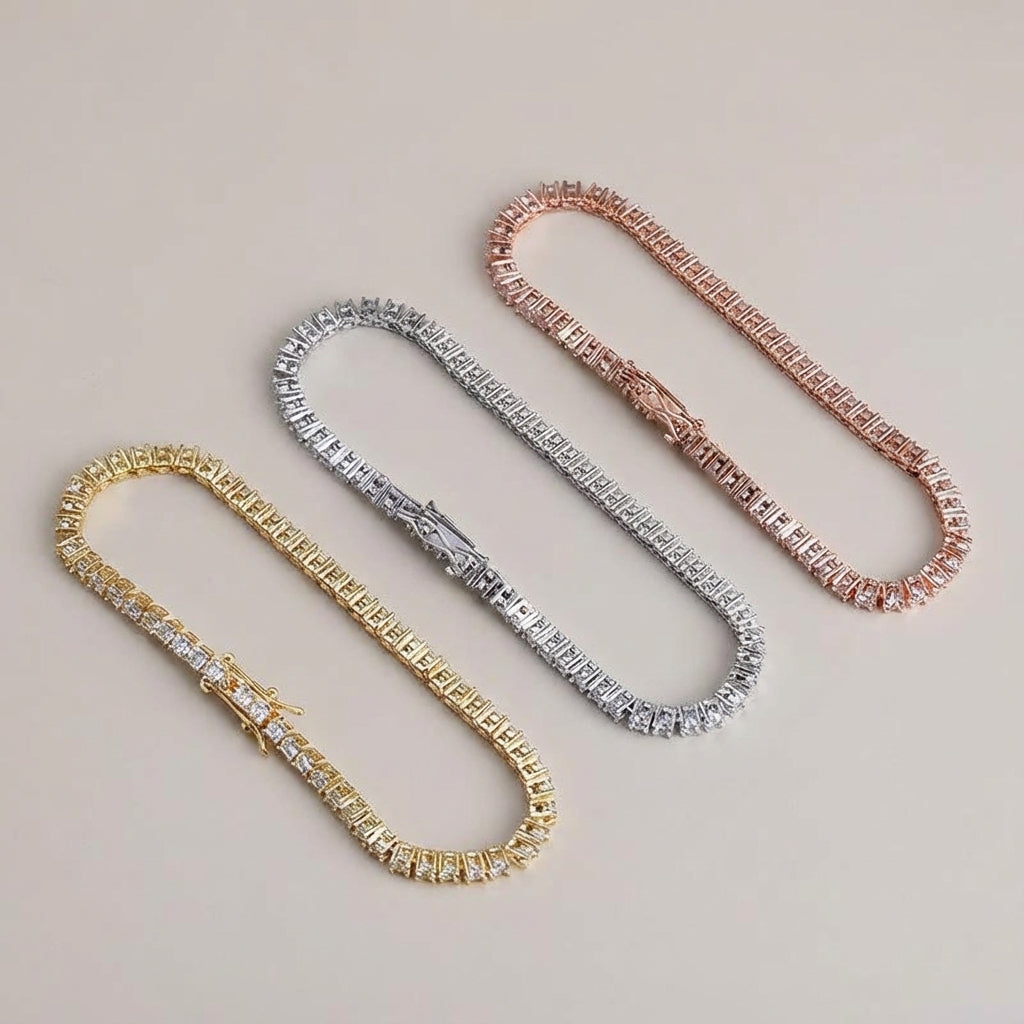 Luxus Tennisarmband Zirkonia – Damen & Herren, 7 oder 8 Zoll, Gold/Roségold/Silber - Amorlune