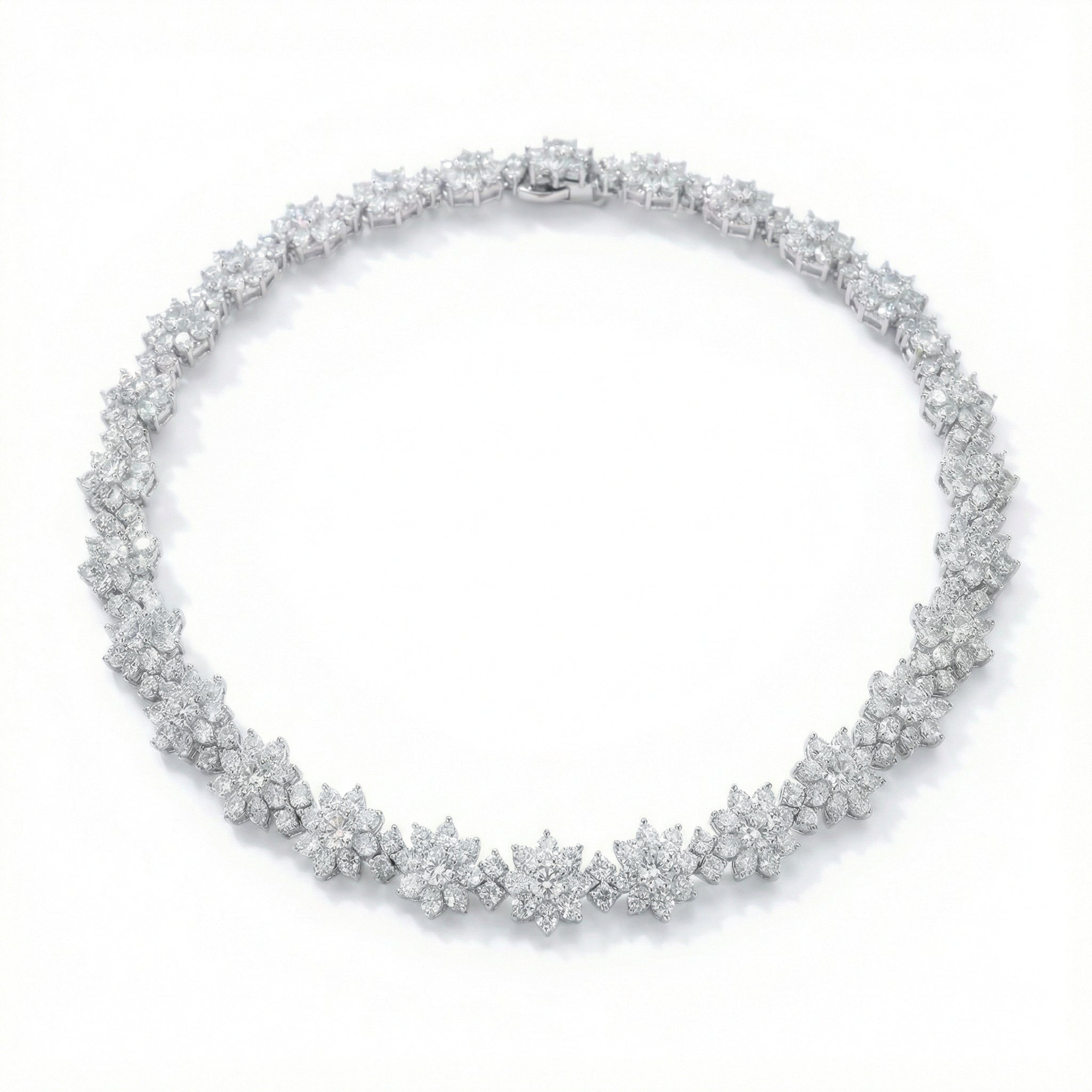 Amorlune 925 sterling silver tennis necklace featuring sparkling moissanite stones on a delicate chain.