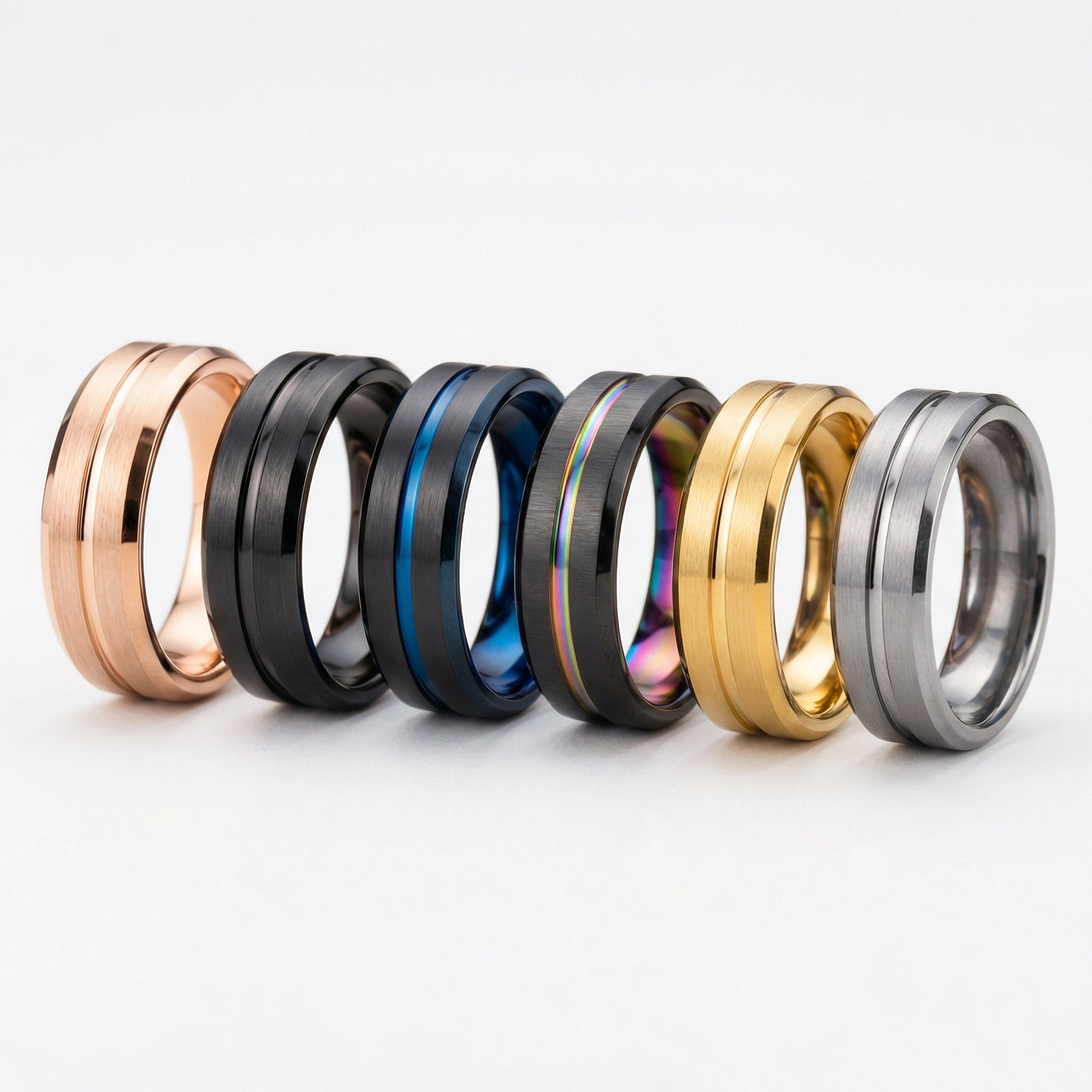 Schwarzer Herrenring aus Wolfram – 8mm, Modernes Design, Komfort-Fit - Amorlune