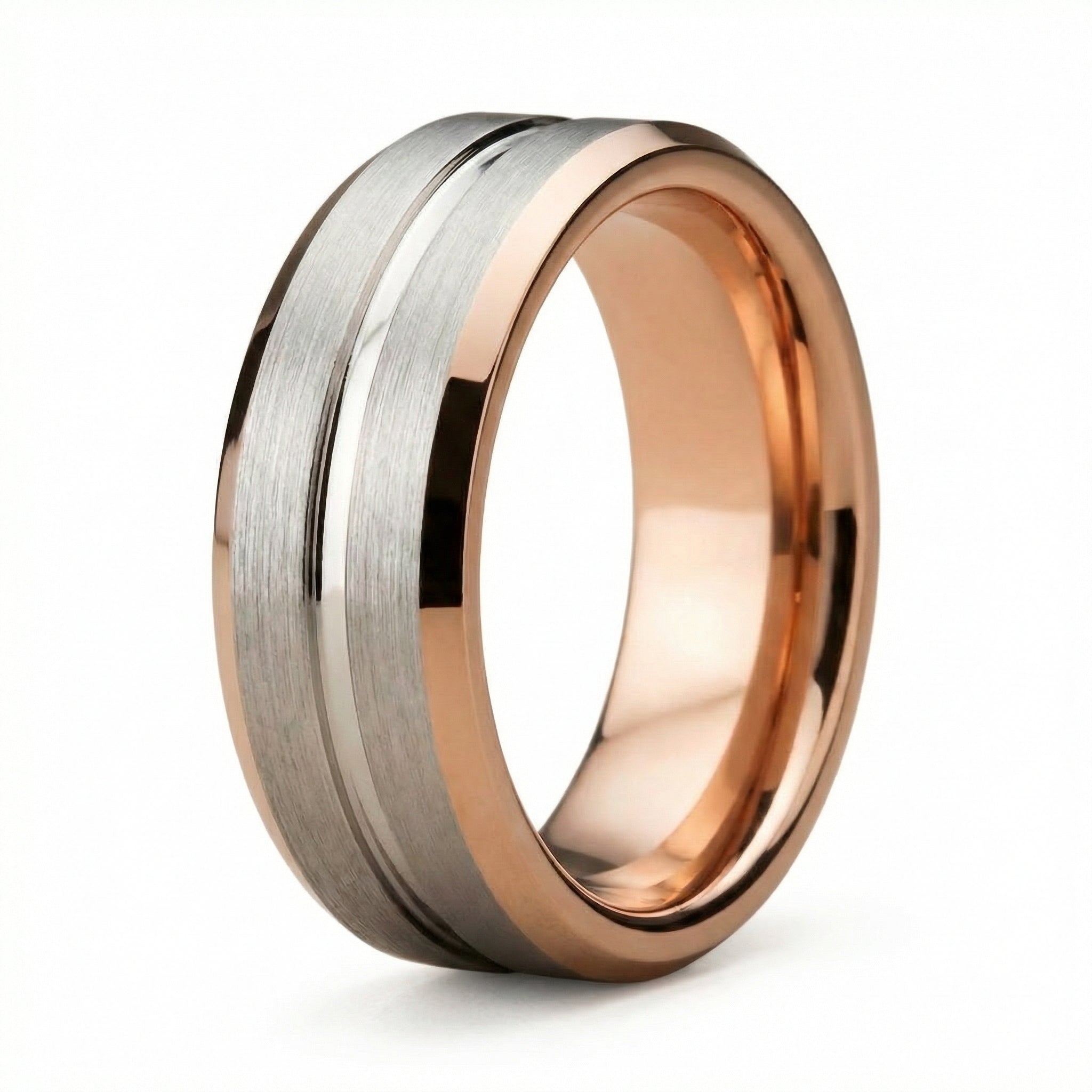 Schwarzer Herrenring aus Wolfram – 8mm, Modernes Design, Komfort-Fit - Amorlune