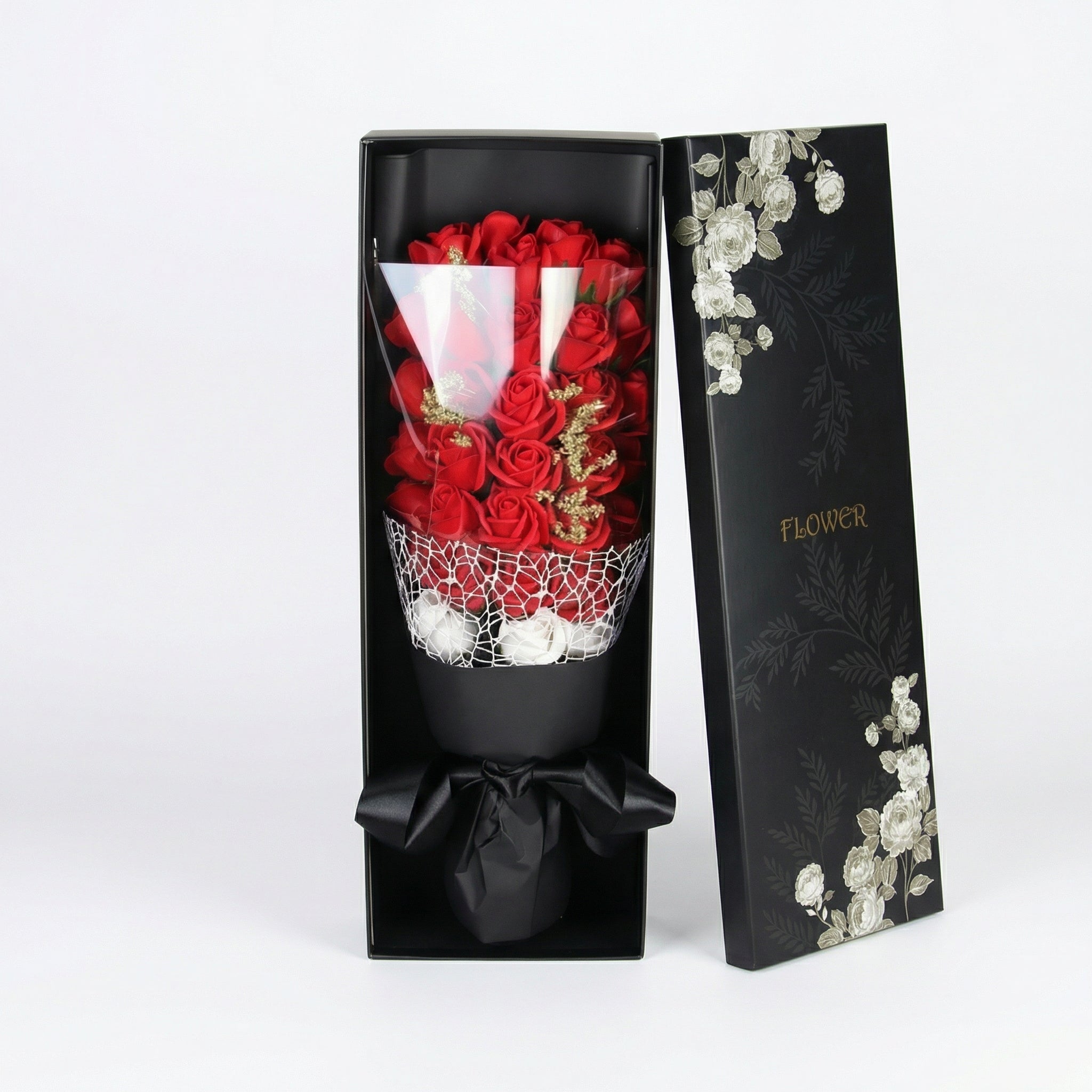 Soap flower bouquet "Elegance" by Amorlune featuring vibrant, lifelike blooms arranged beautifully.