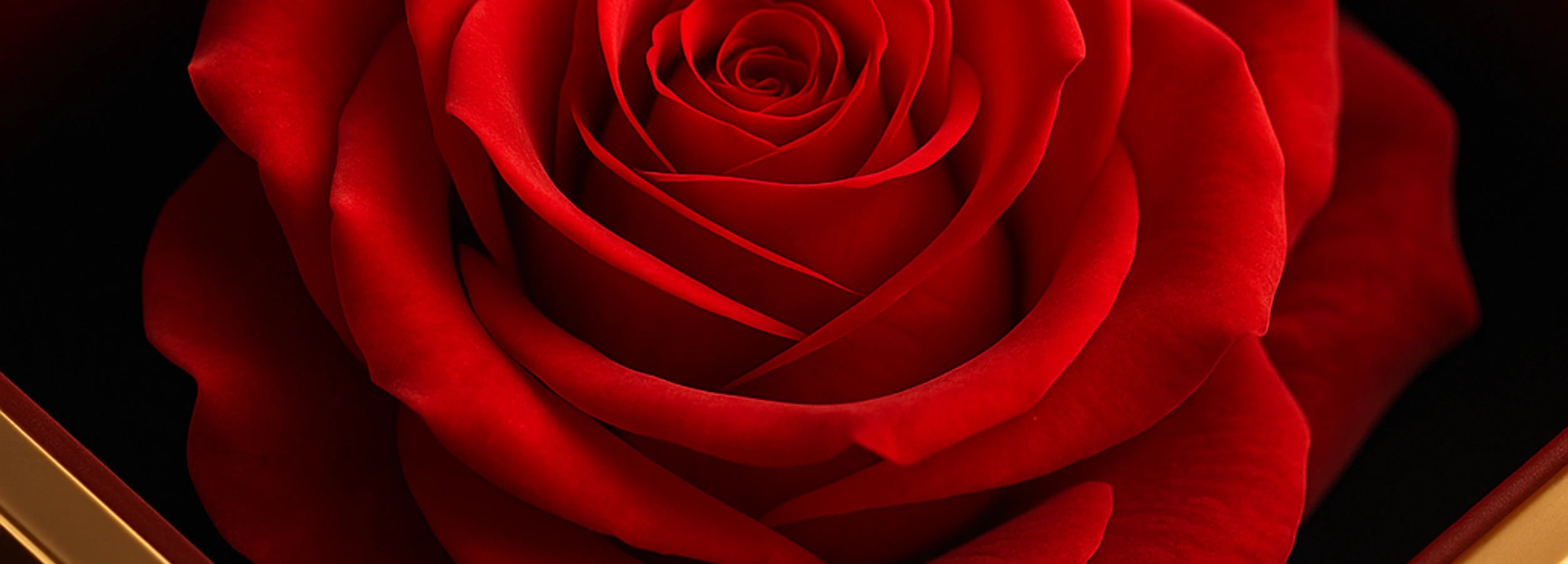 Detailaufnahme einer edlen roten Amorlune Rose in der Rosenbox – luxuriöses Geschenk für besondere Anlässe wie Valentinstag, Jahrestag oder Geburtstag