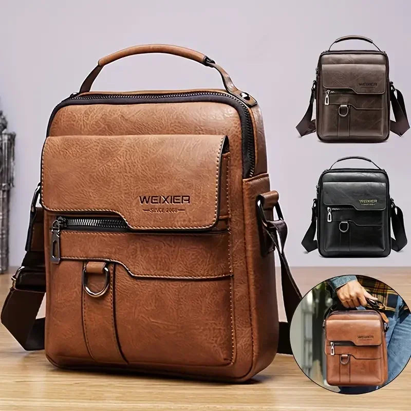 Bolso mensajero elegante para hombre de cuero sintético PU