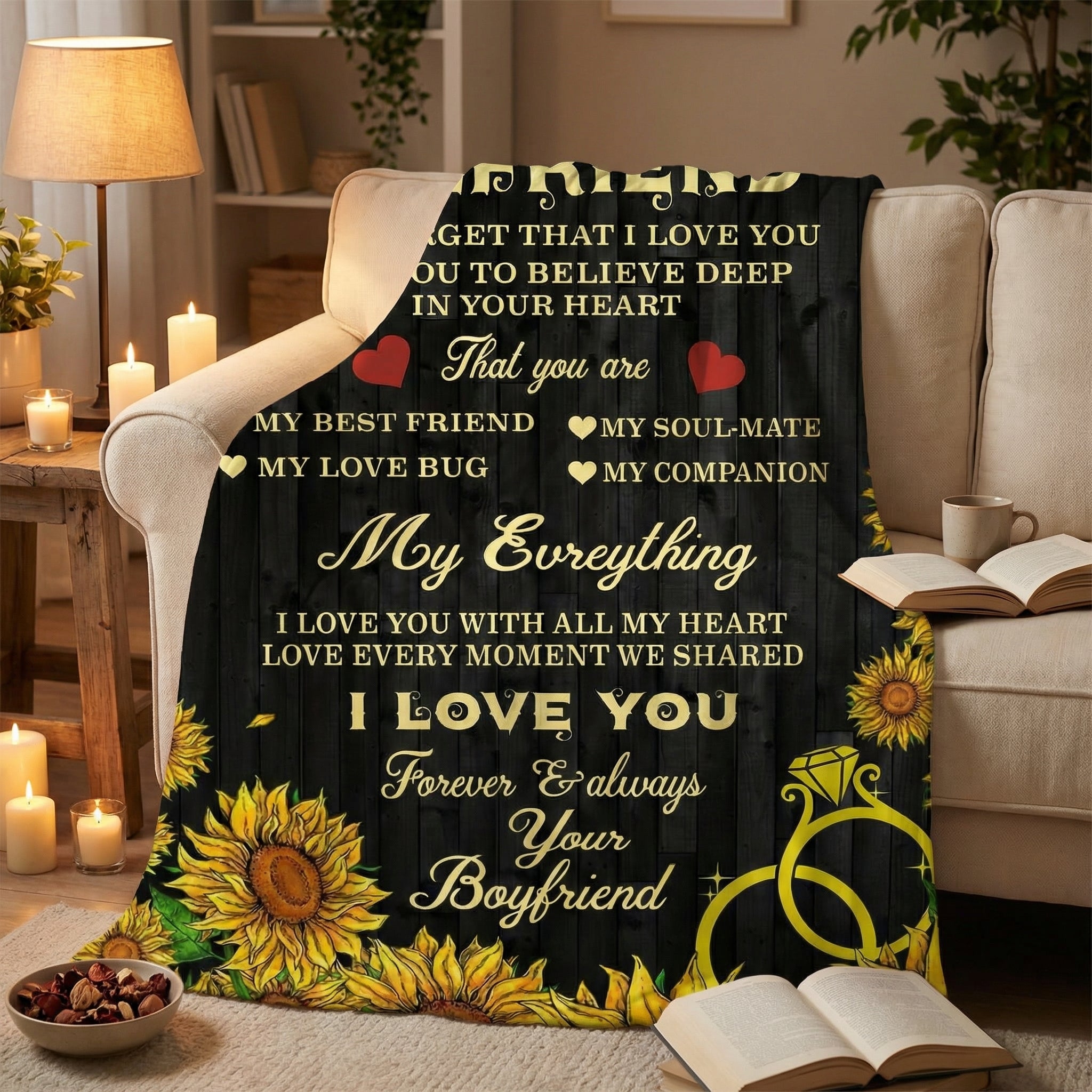 Amorlune flannel blanket featuring a sunflower design, perfect for cozying up or gifting to a friend.