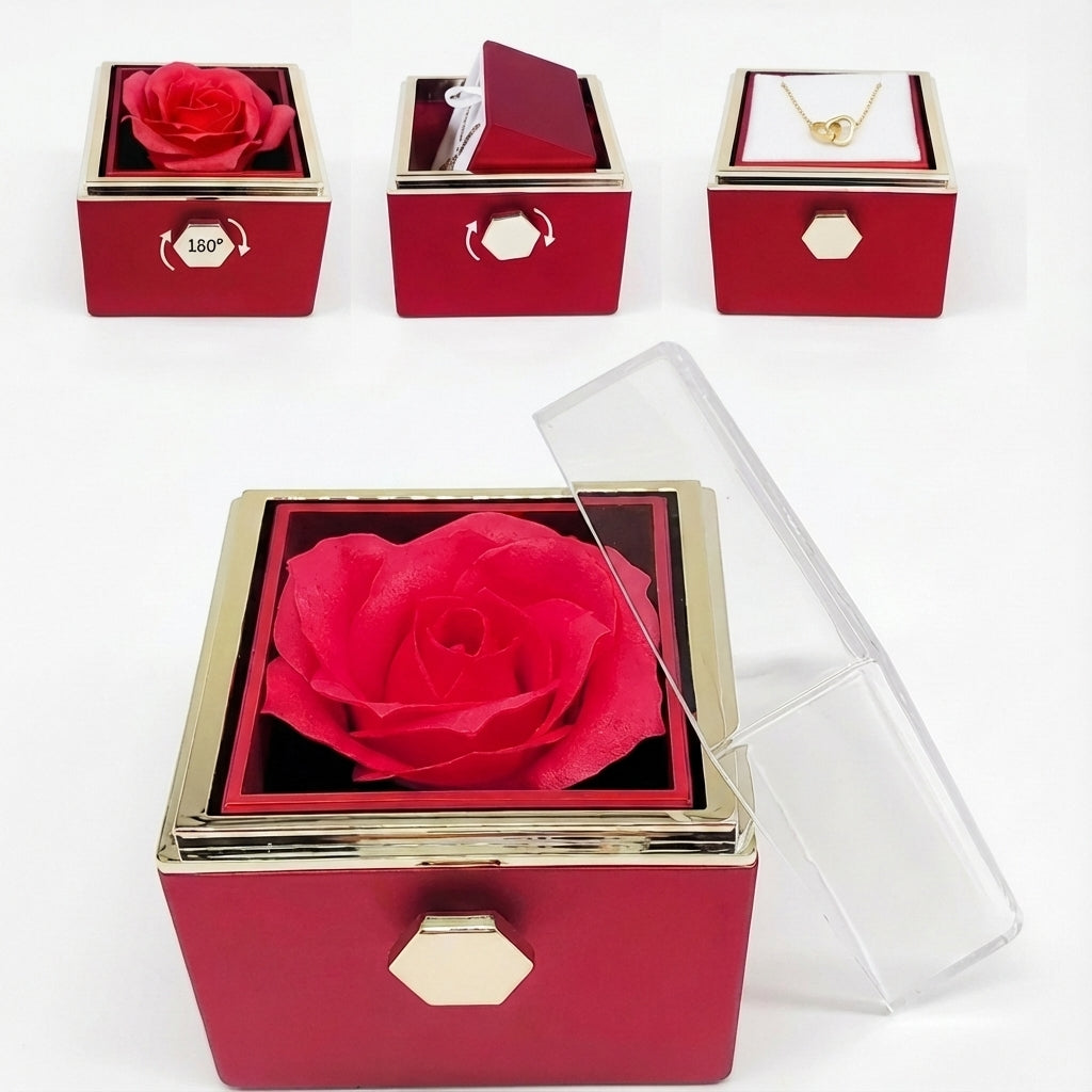 Eternal Artificial Roses Gift Box Classic – Gift Set with Necklace & Rose Box