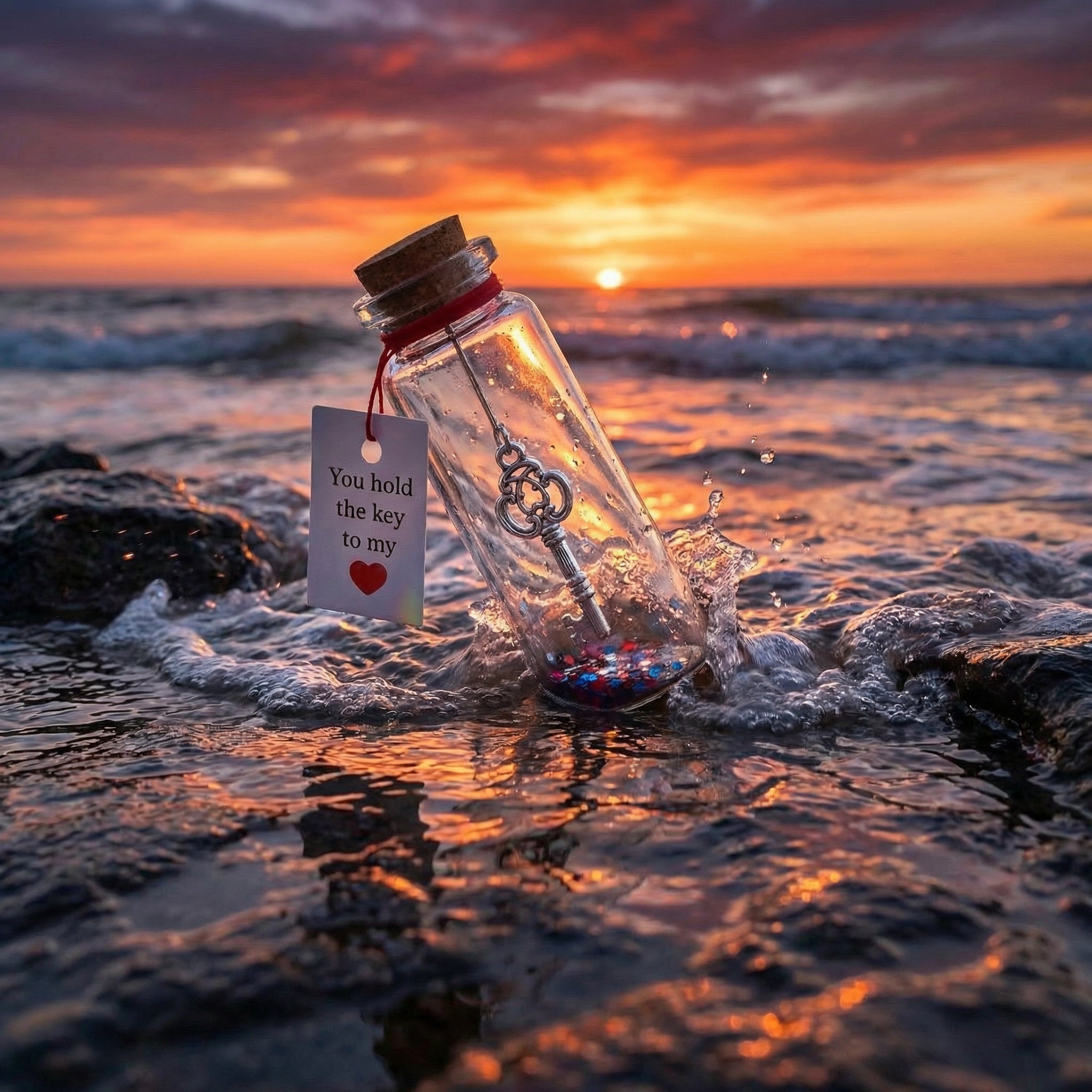 Valentine's Love Pendant Bottle - Romantischer Flaschenpost Anhänger