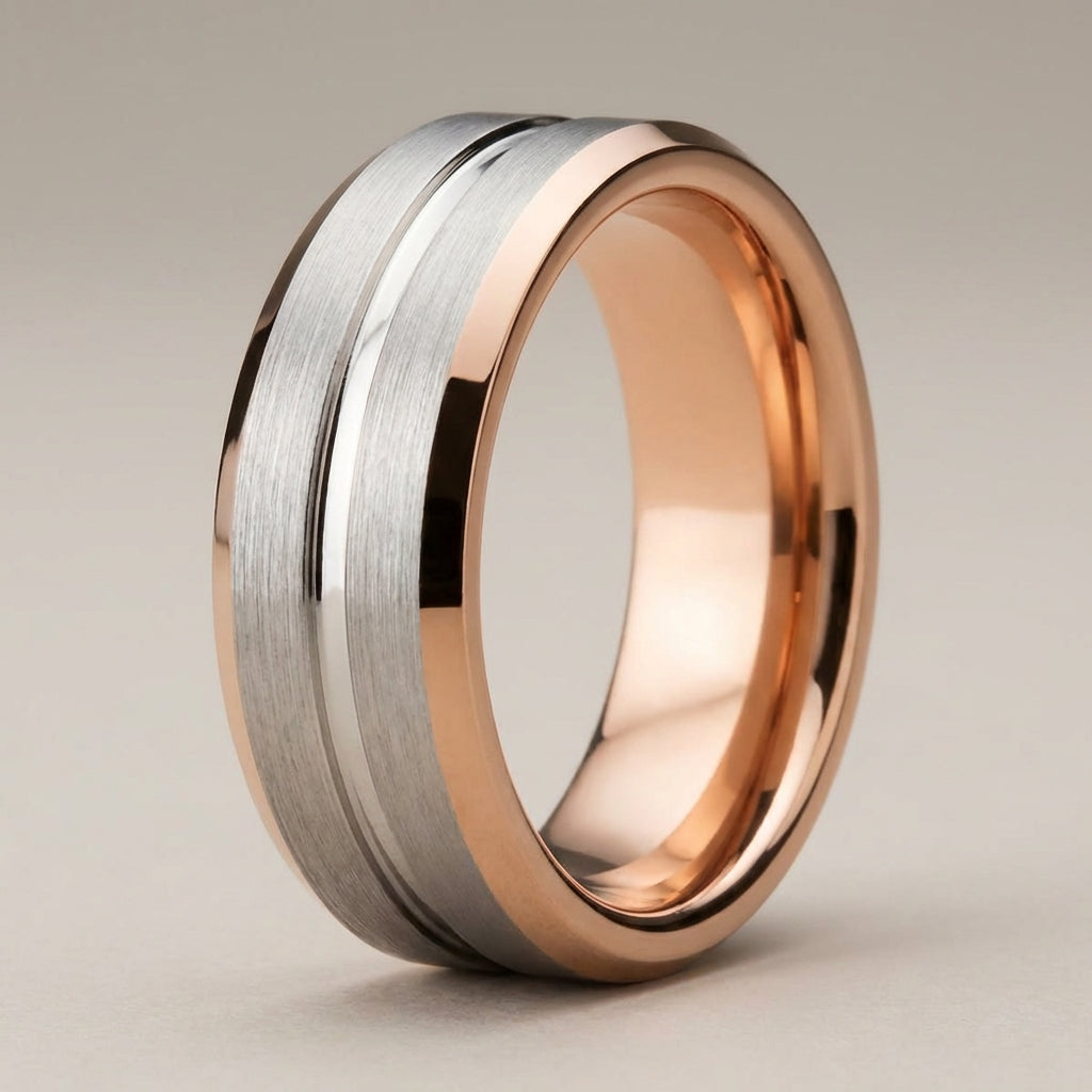 Black men's ring made of tungsten – 8mm, modern design, comfortable fit