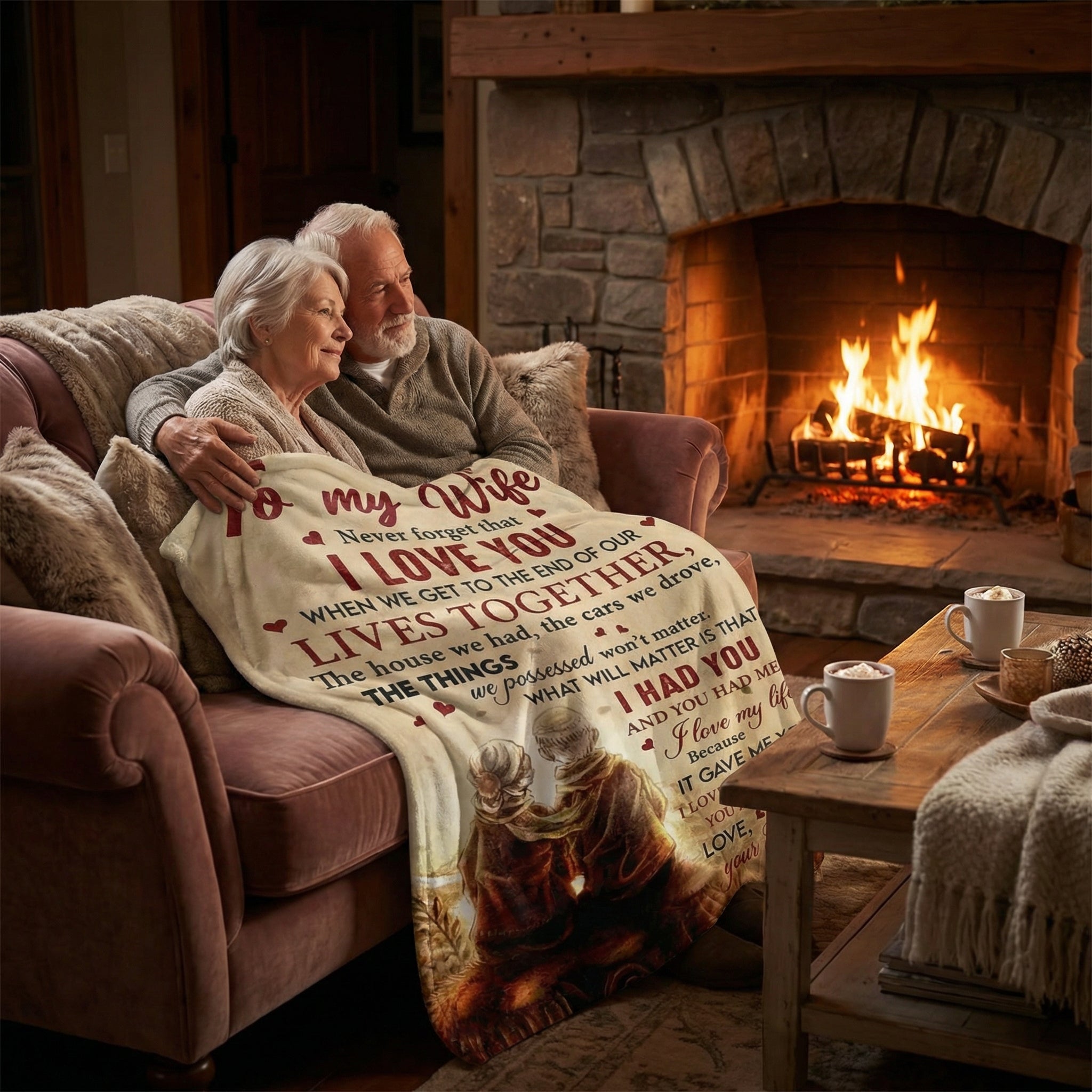 Amorlune flanell-Decke mit persönlicher Botschaft, weich und gemütlich, ideal für Ehefrauen zum Kuscheln.