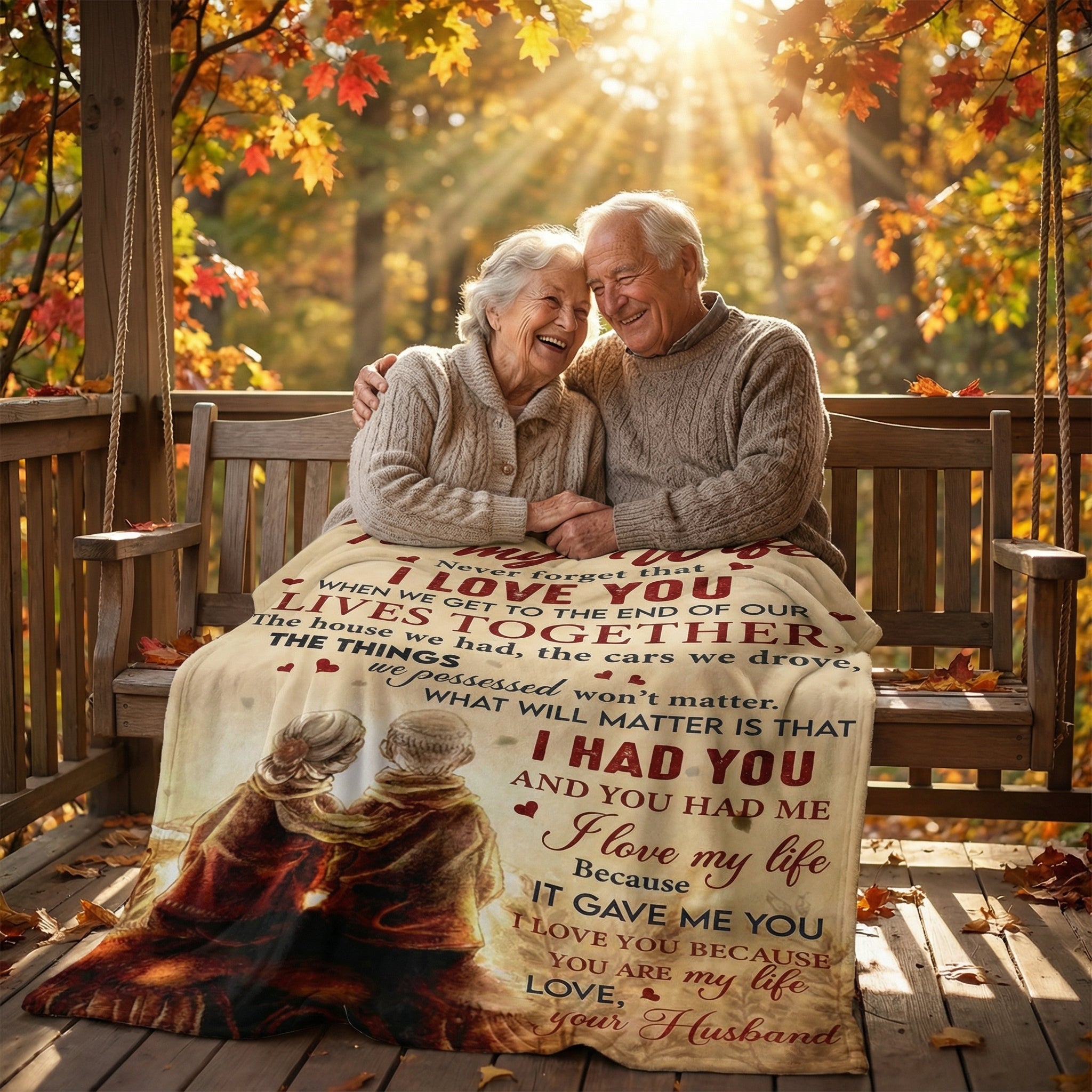 Flanell-Decke von Amorlune für Ehefrauen, personalisiert mit einer liebevollen Botschaft und weichem, kuscheligem Material.