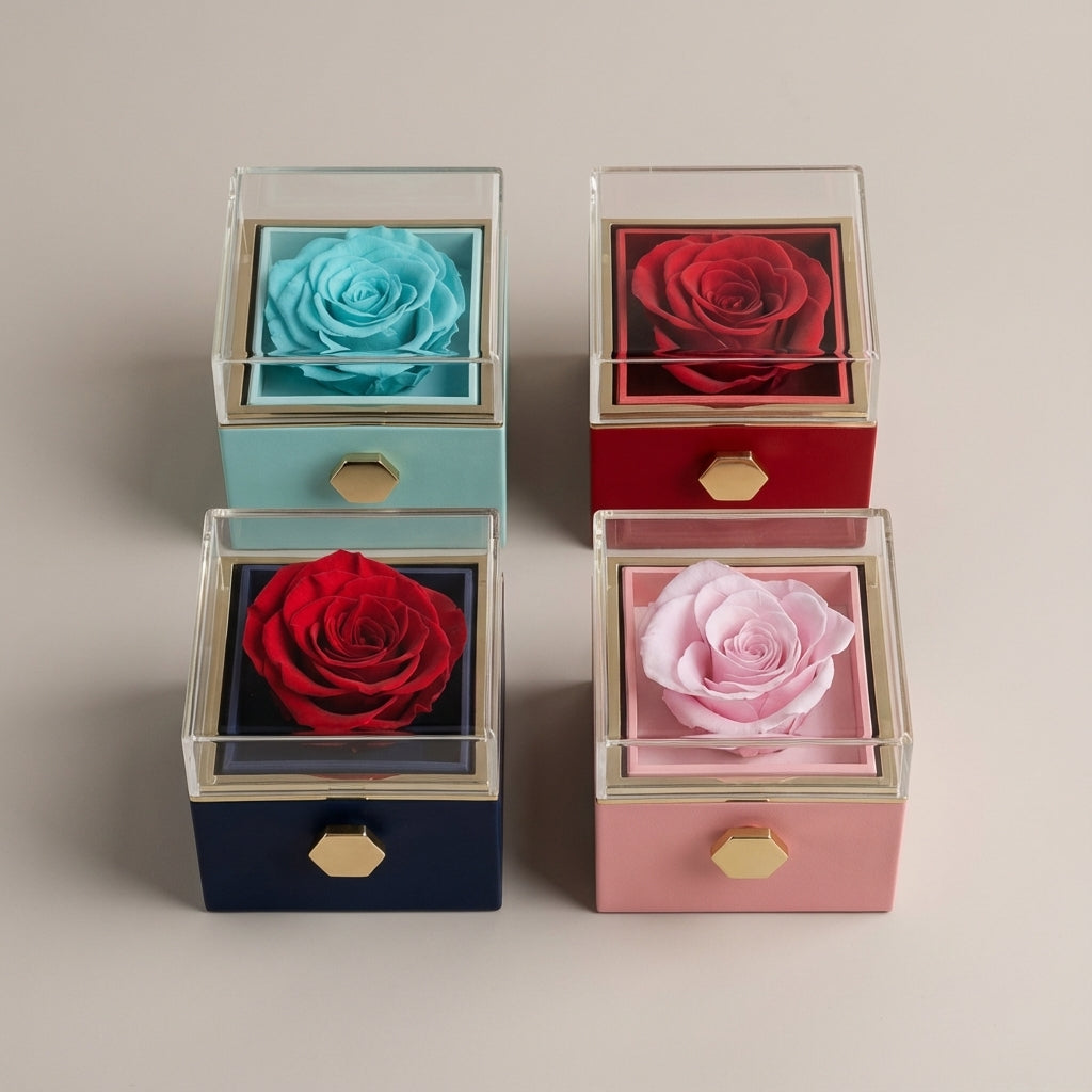 Caja de regalo clásica de rosas artificiales eternas