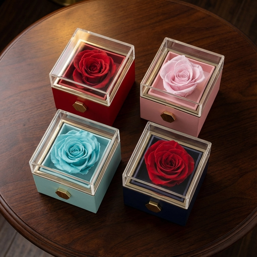 Eternal Artificial Roses Gift Box Classic – Gift Set with Necklace & Rose Box