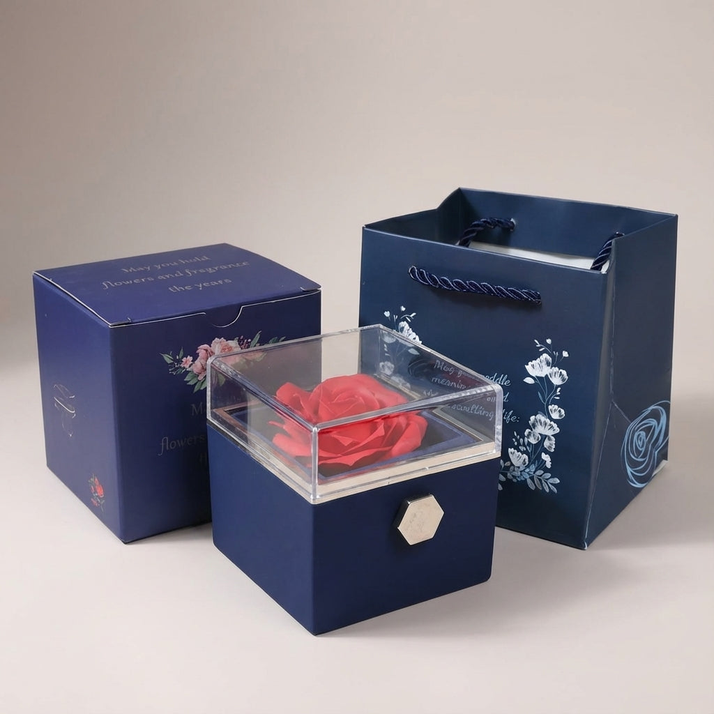 Eternal Artificial Roses Gift Box Classic – Gift Set with Necklace & Rose Box