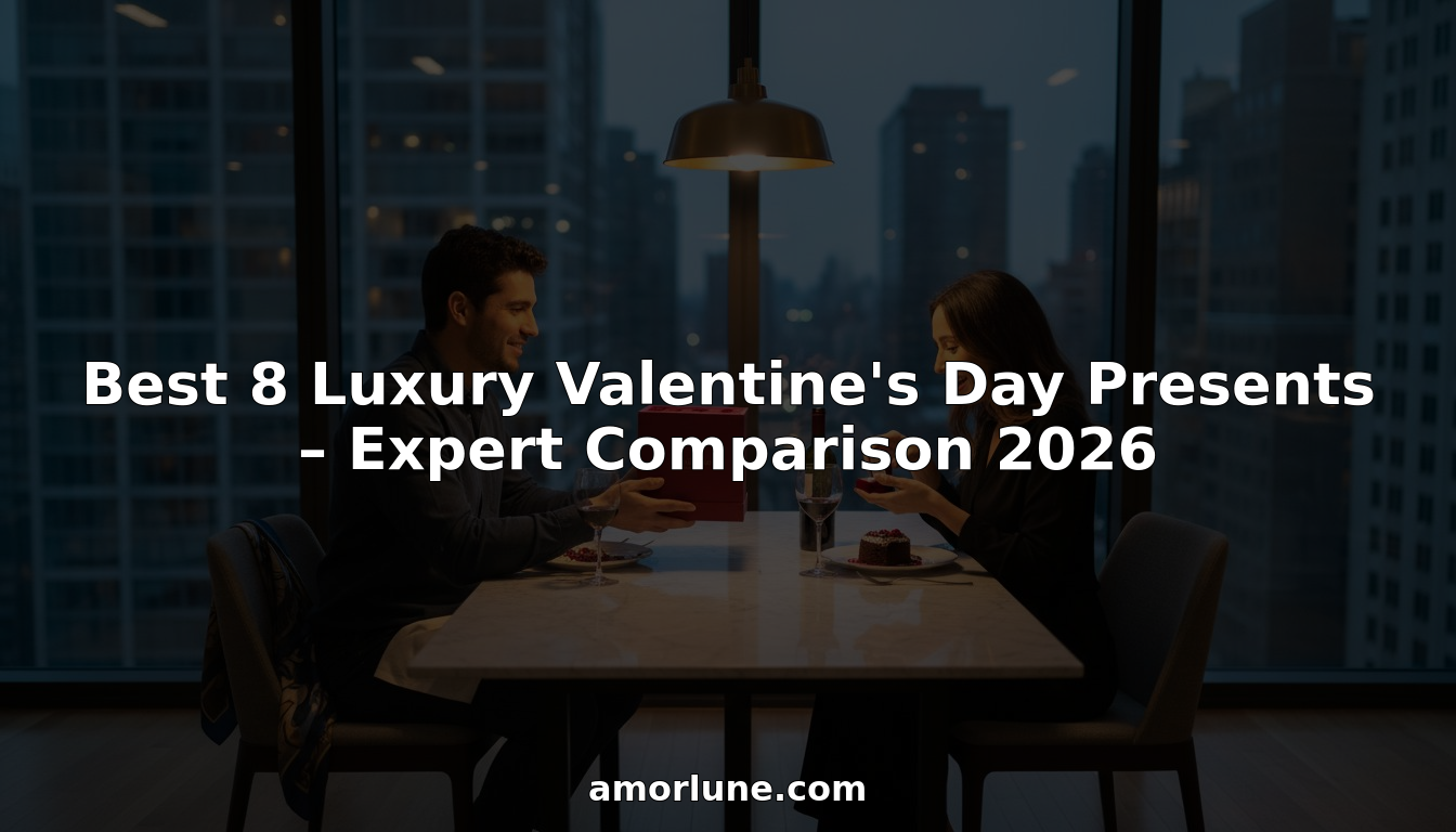 Couple exchanging luxury Valentine’s gifts at dining table