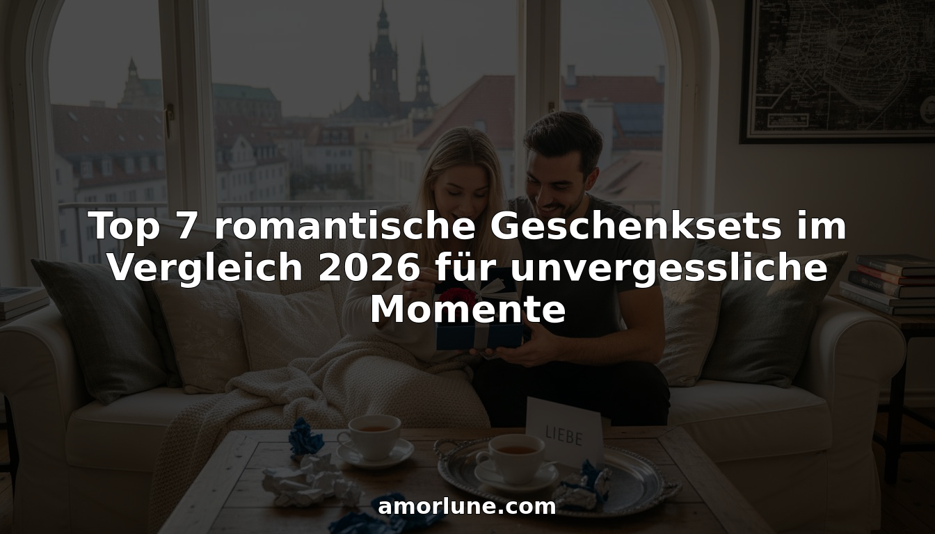 Ein Paar sitzt gemütlich im Wohnzimmer und packt gemeinsam ein romantisches Geschenk aus.