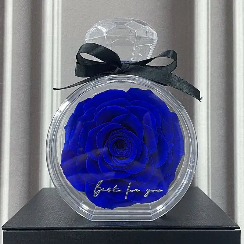 Eternal rose from Amorlune in an elegant gift box, showcasing a preserved red rose flower for special occasions.
