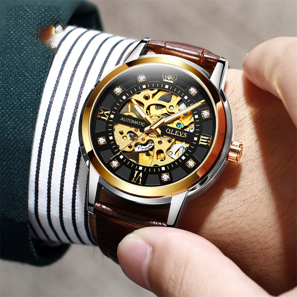 OLEVS Herenhorloge 9901 - Mechanisch, Waterdicht & Gloeiend