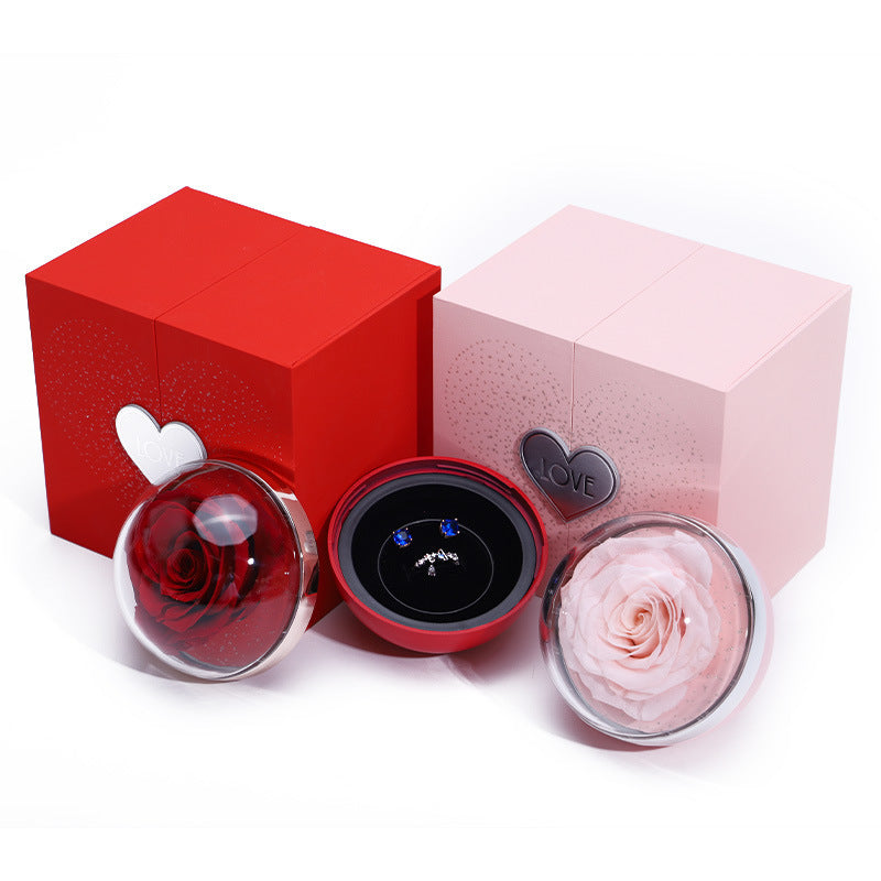 Amorlune eternal rose gift box featuring a romantic design and a jewelry compartment for added elegance.