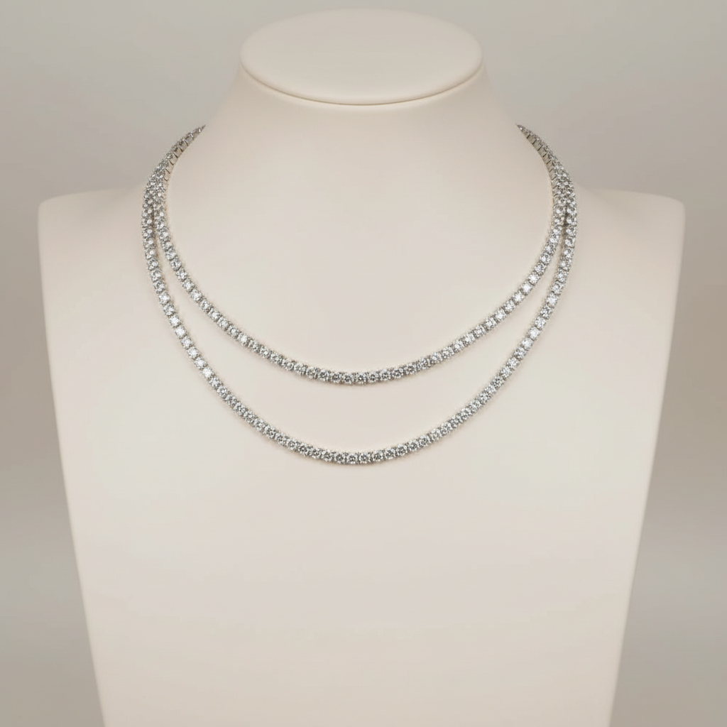 925 Sterlingsilber Moissanit Gliederkette - Amorlune