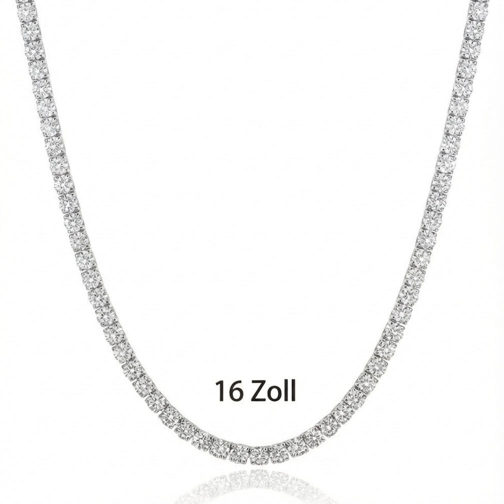925 sterling silver moissanite link chain by Amorlune, featuring elegant, shiny links and sparkling stones.