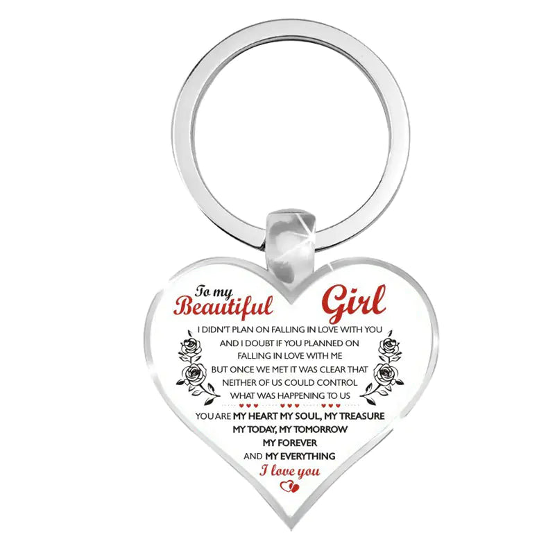 Amorlune heart design keychain pendant for wife and daughter, featuring intricate detailing and a sentimental touch.