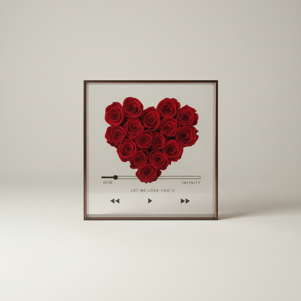 Acryl Herz – Ewige Rosenbox mit personalisierbarer Love CD - Amorlune