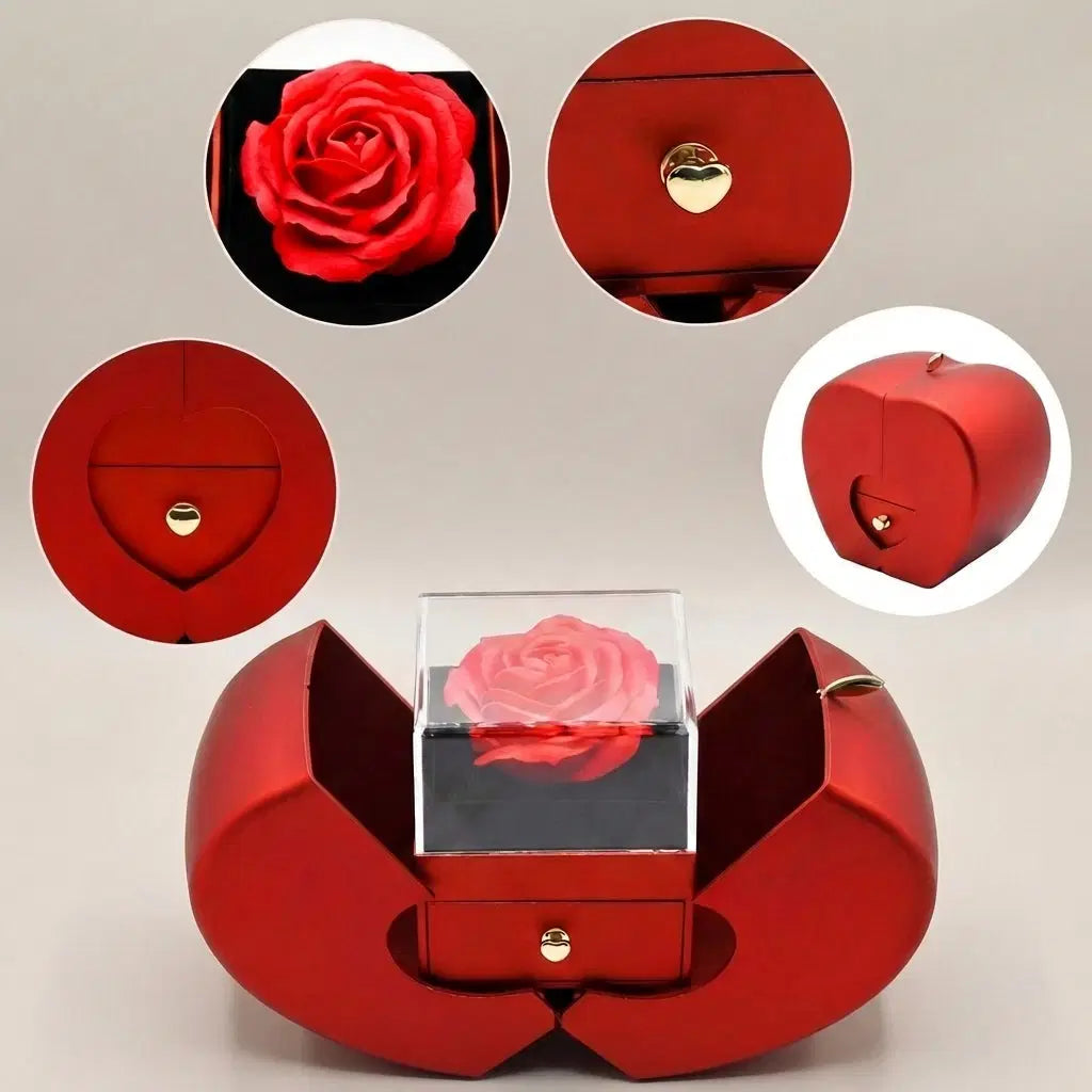 Apfel Geschenkbox mit Seifenrose und „Ich liebe dich“-Halskette in 100 Sprachen - Amorlune