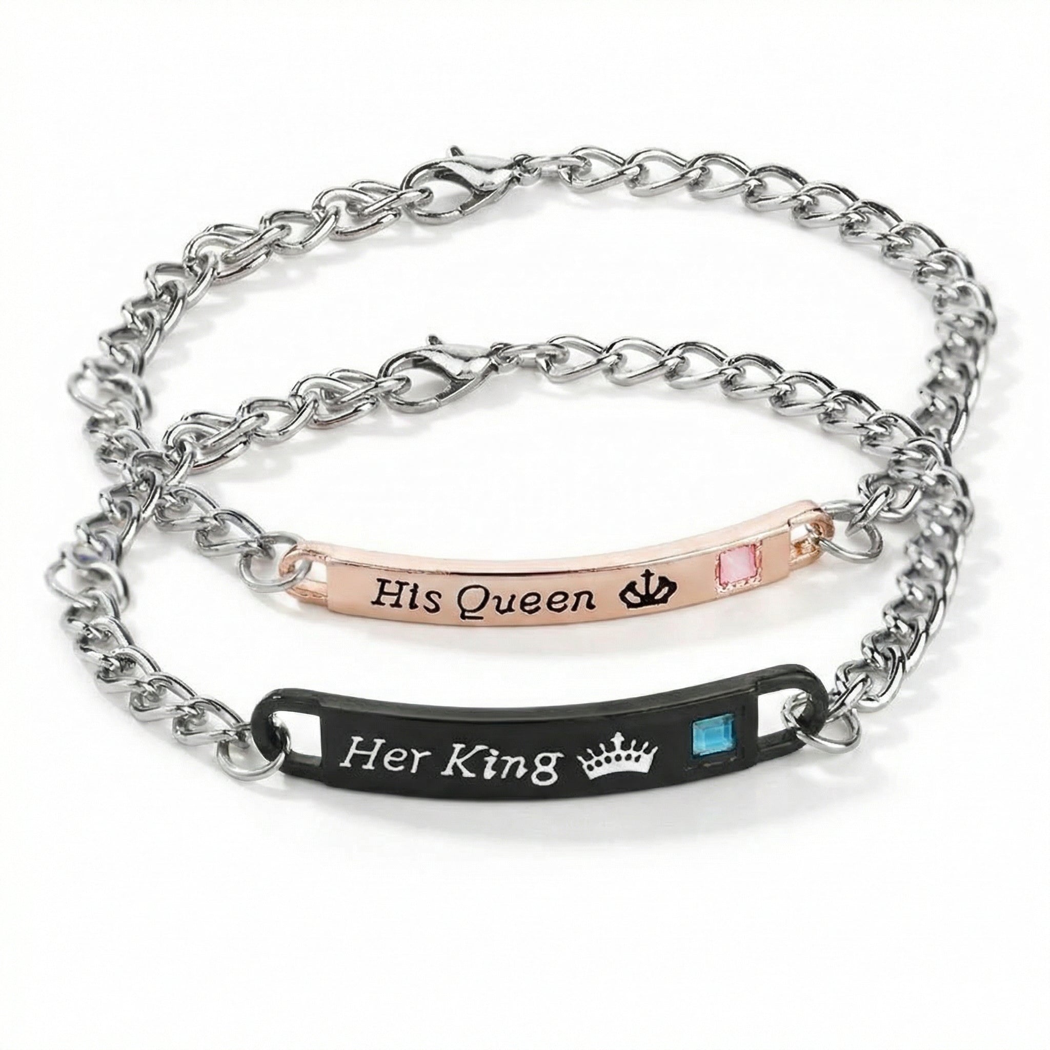 Couple armband set "Royal Bond" by Amorlune featuring intertwined designs and elegant finishes for matching partners.