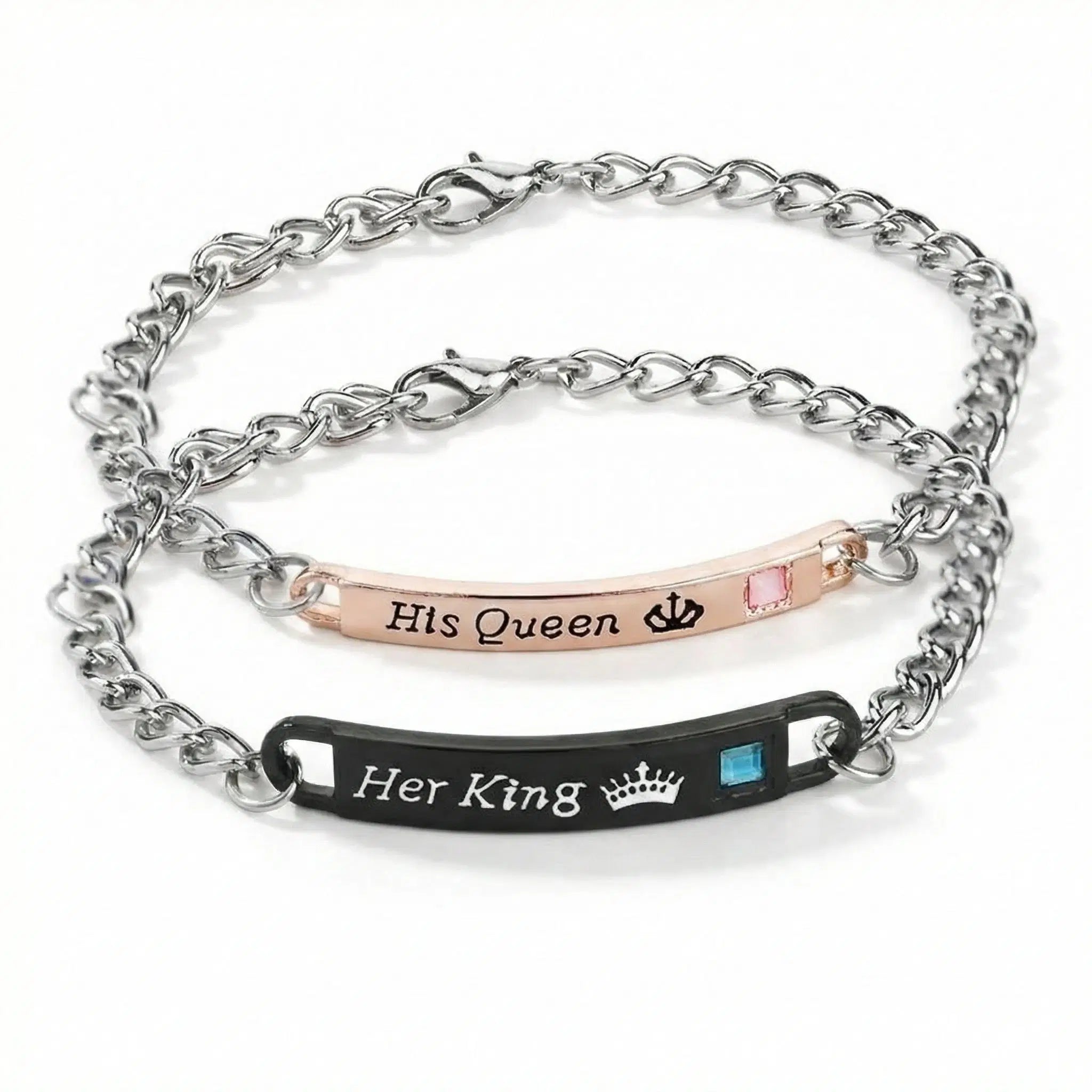 Couple armband set "Royal Bond" by Amorlune featuring intertwined designs and elegant finishes for matching partners.