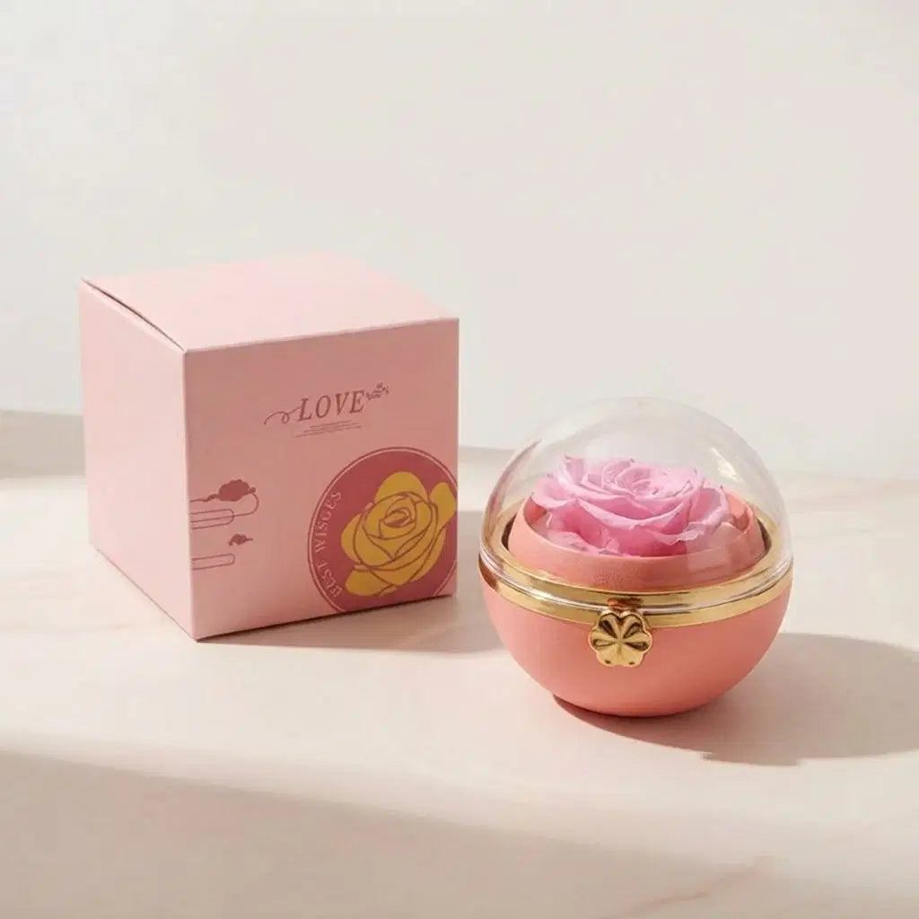 Eternal Bloom rotierende Schmuckbox von Amorlune mit ewiger Rose, elegantes Design und dekoratives Schatullen-Display