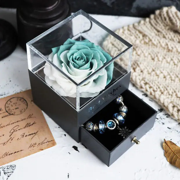 Ewige Blumen Schmuckbox Geschenkset - Amorlune