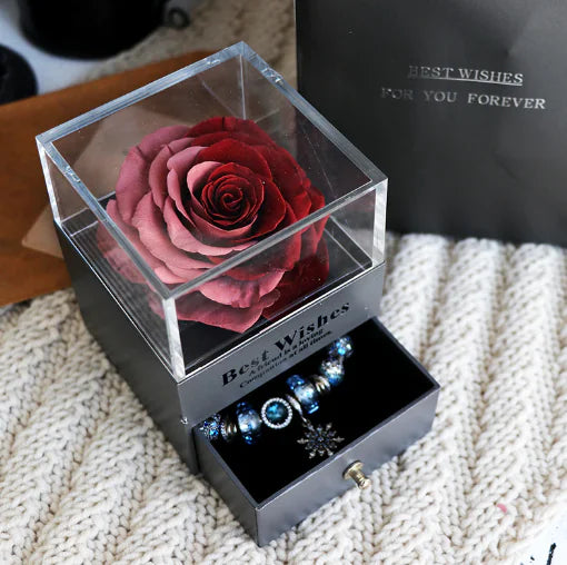 Ewige Blumen Schmuckbox Geschenkset - Amorlune