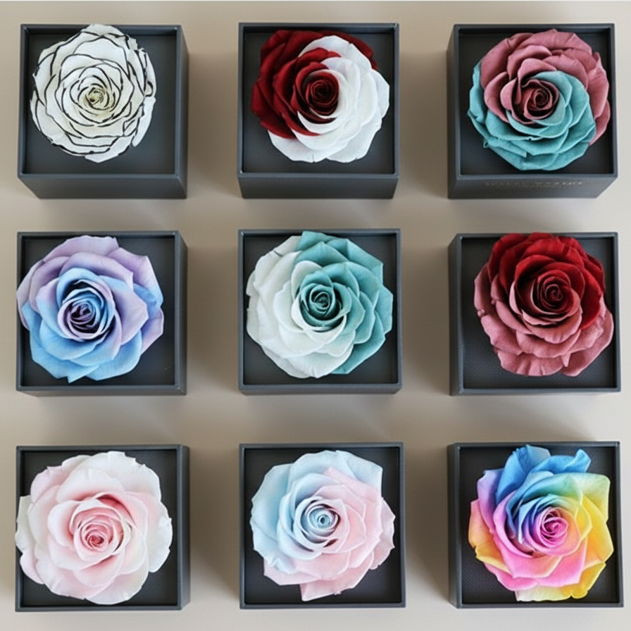Ewige Blumen Schmuckbox Geschenkset - Amorlune