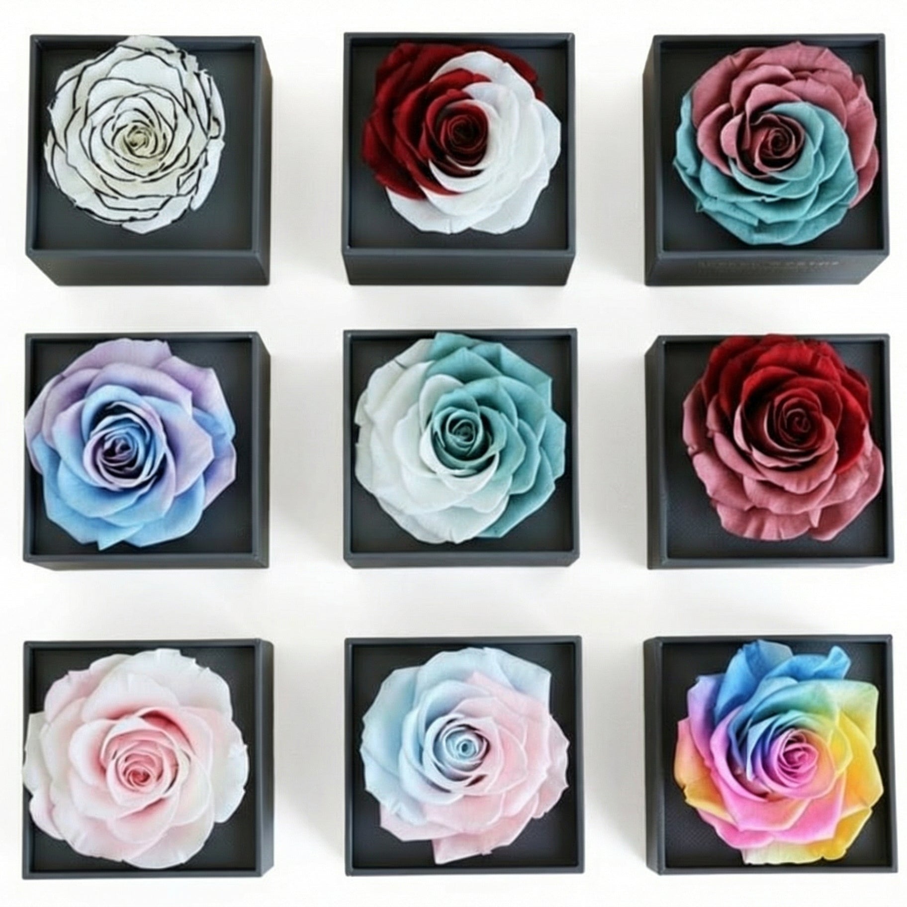 Amorlune ewige Blumen Schmuckbox Geschenkset with vibrant preserved flowers and elegant jewelry storage design.