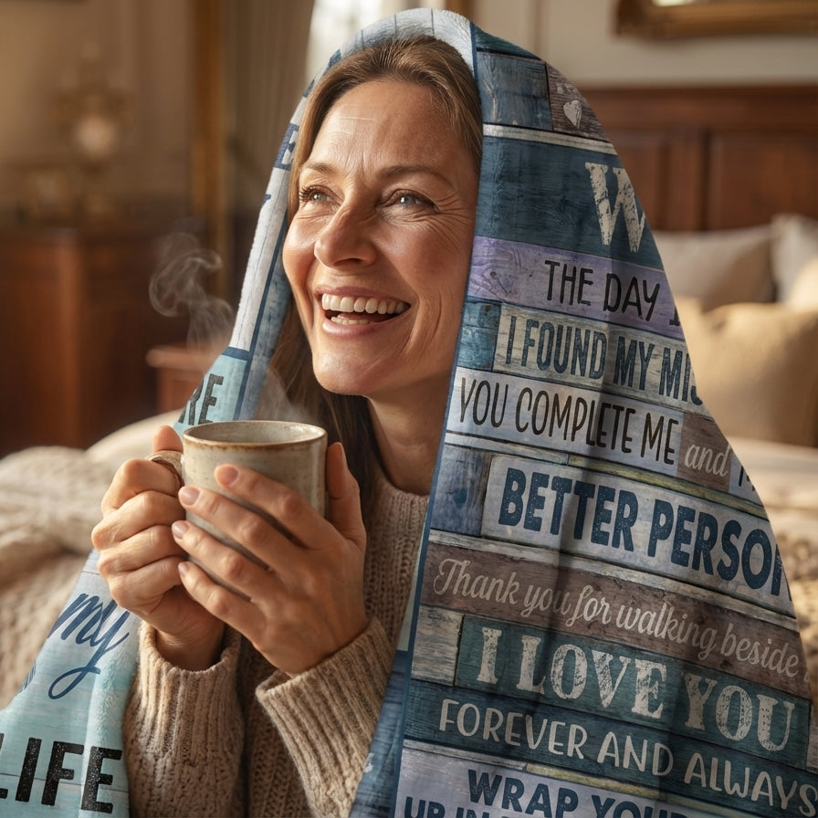 Flanell Kuscheldecke „Für meine Frau“ – Warmes Geschenk zum Jahrestag - Amorlune